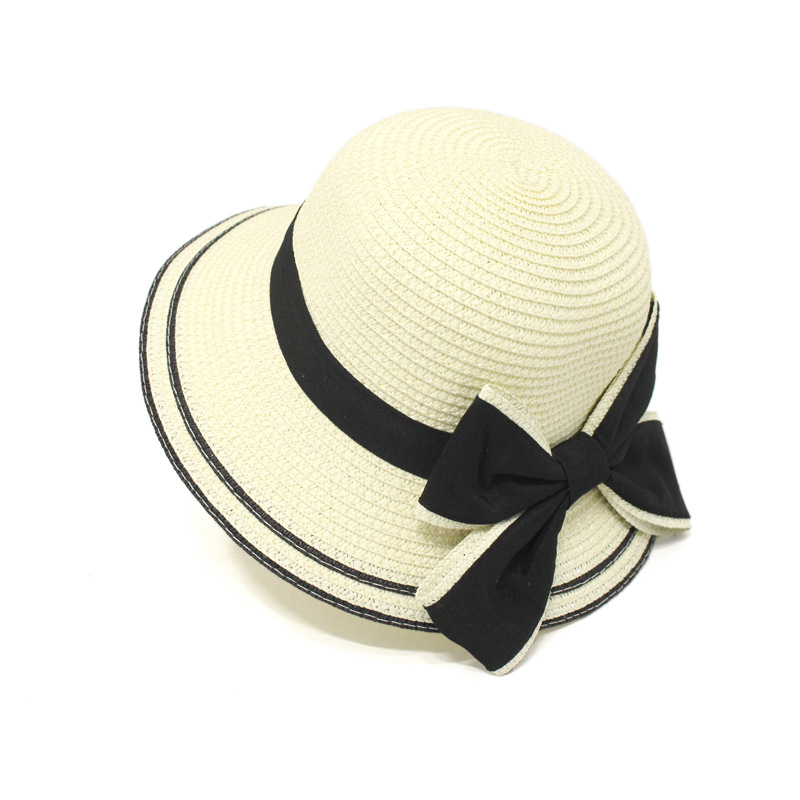 Korean Style Bow Wide-brimmed Sunshade Parent-child Straw Hat display picture 10