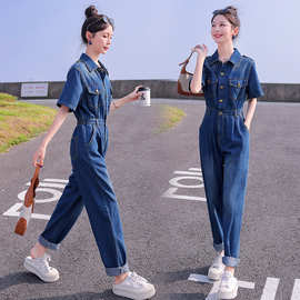 实拍工装牛仔连体裤女欧货2026夏季新款高端气质高腰小个子连衣裤
