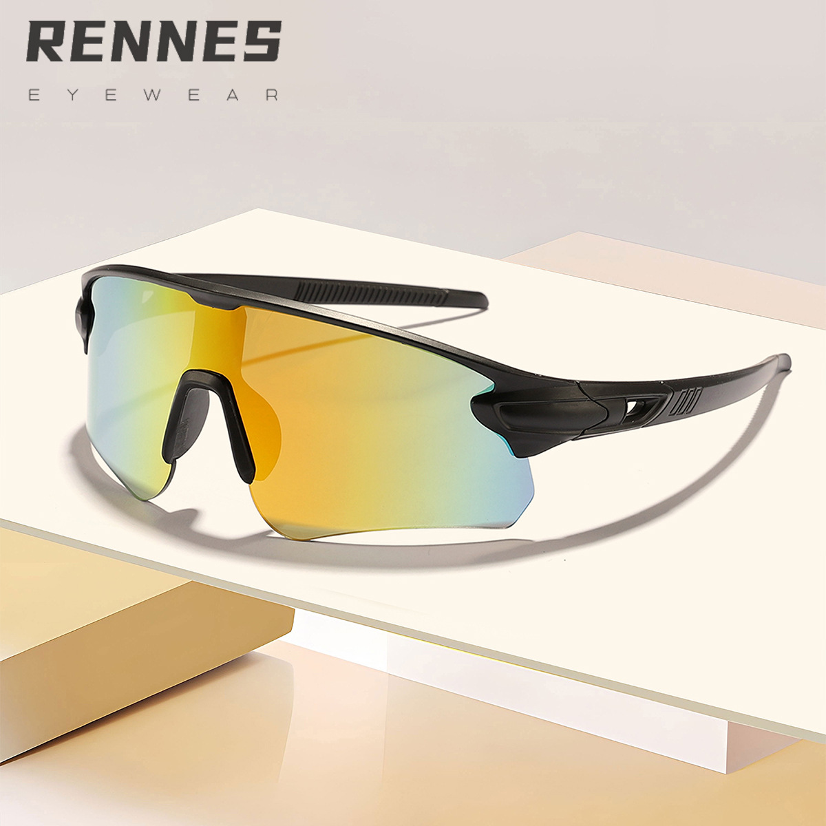 Nuevas gafas de ciclismo deportivas al aire libre transfronterizas para hombres y mujeres, gafas de sol de protección solar de medio marco de colores Sunglass image 3
