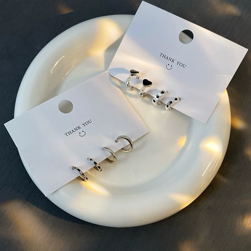 Black earrings, universal brand set, simple and elegant design