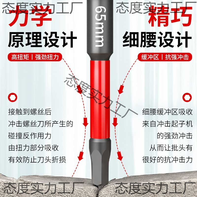 钨钢内六角批头电动螺丝刀电批六角柄电钻加长强磁抗冲击披头套装