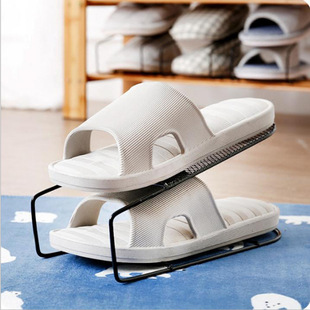 Iron metal double-layer shoe rack simple three-dimensional shoe holder shoe rack creative metal iron wire shoe cabinet shoe storage and finishing