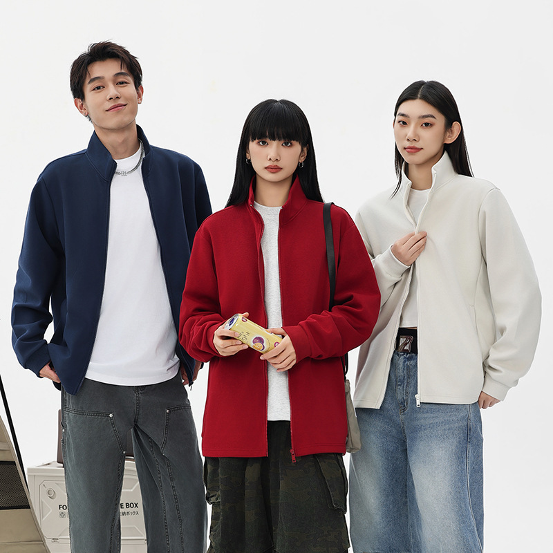 Stand Collar Zipper Sweatshirt Custom Printed Lggo Autumn and Winter Work Clothes Team Building Cultural Shirt Class Uniform Trendy Brand Jacket Embroider