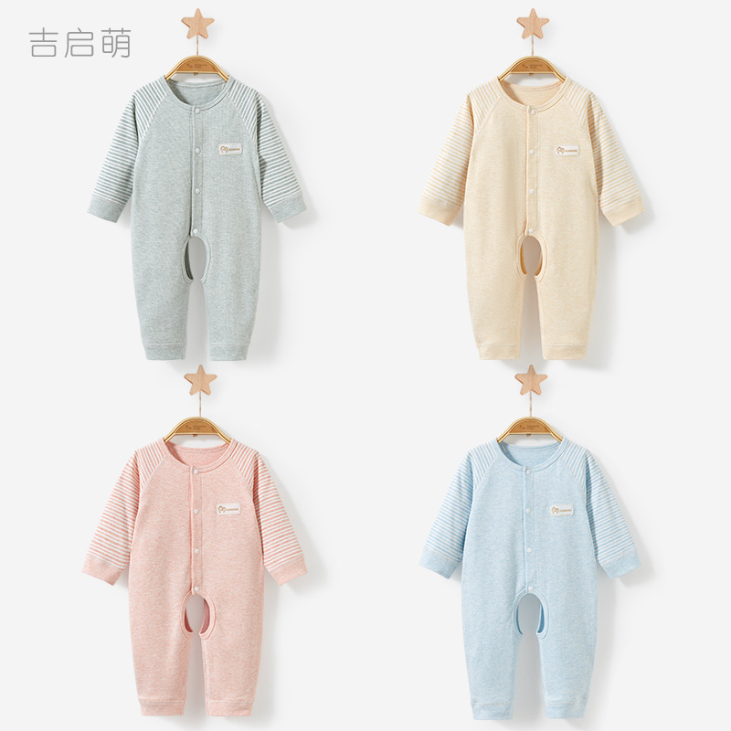 Mono para bebé para primavera, otoño e invierno, pijama fino de algodón puro con abertura en la entrepierna para recién nacidos, niños y niñas, pelele, ropa de bebé.