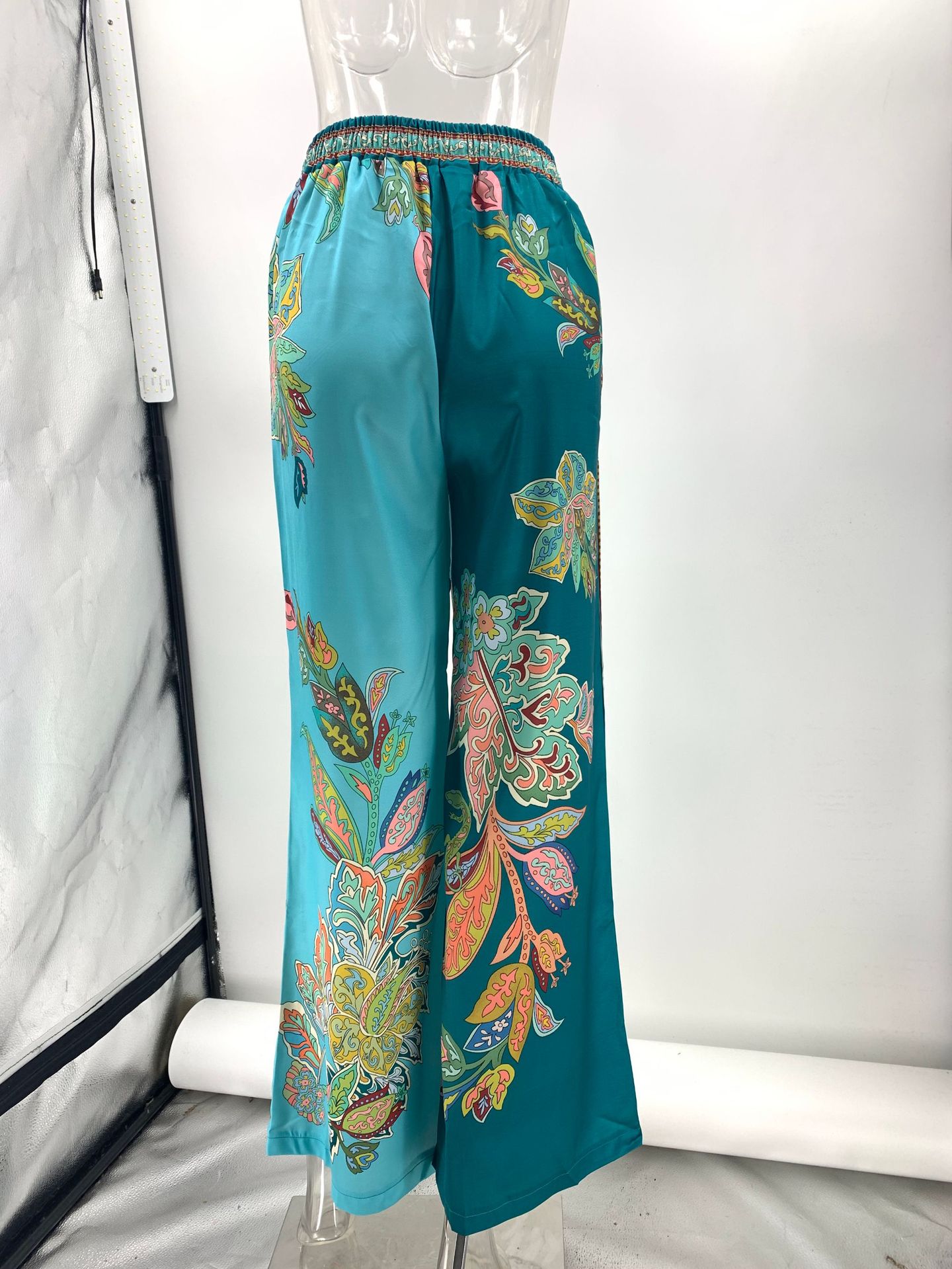 Plant Pattern Casual Holiday Women's Chinoiserie Elegant Vintage Style Plant Polyester Pant Co-ord Set Pants Sets