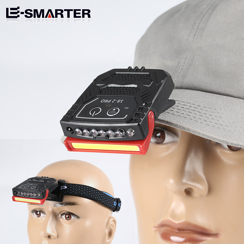 Transfronterizo nuevo LED de inducción faro tapa de la pesca clip de luz de la noche fuerte luz recargable ultra-larga resistencia headwear linterna