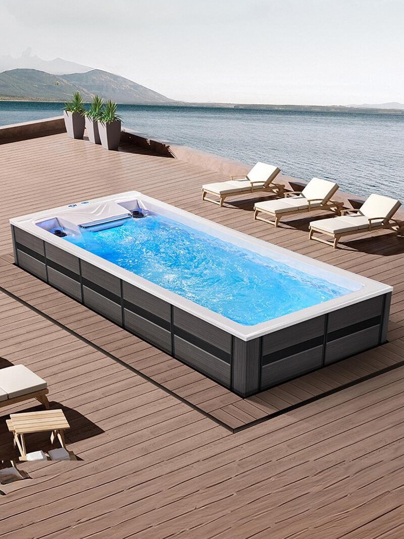 KERIKON 5.9m infinito inteligente piscina térmica al aire libre acrílico casa piscina de productos acabados