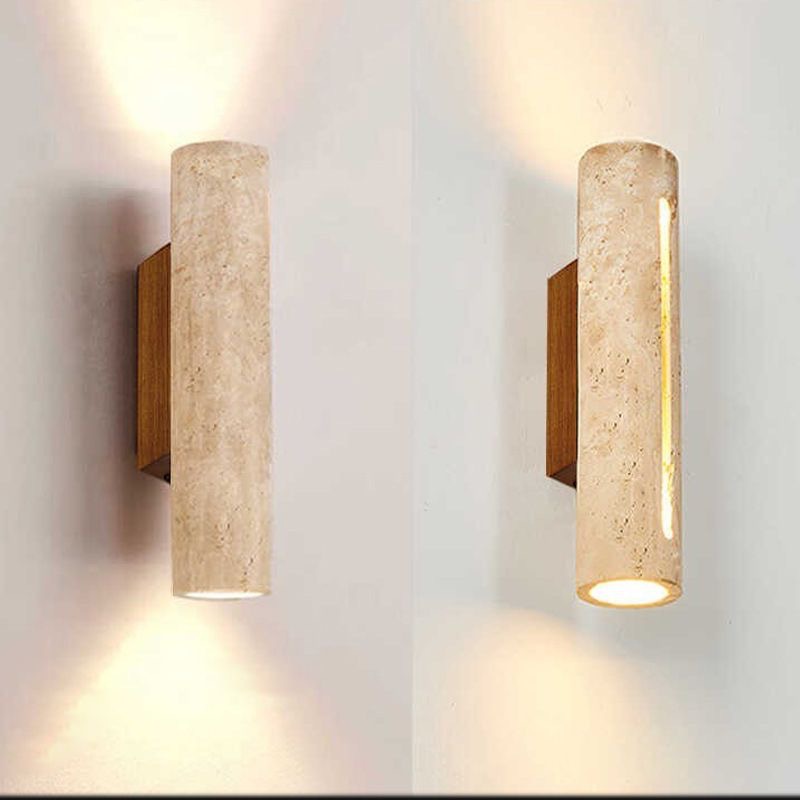 Walnut-Colored Yellow Travertine Wall Lamp Wabi-Sabi Dining Room Guesthouse Bedroom Indoor Bedside up and down Lighting Atmosphere Led