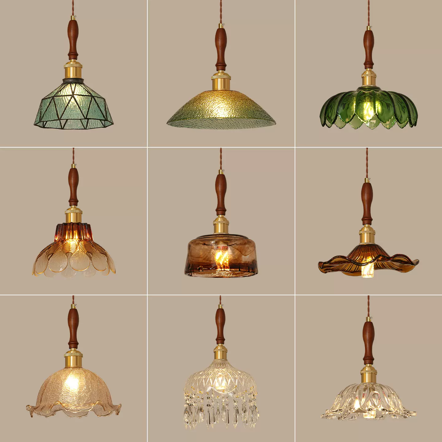 覆古主卧室床头吊吊灯高级感法式中古风实木单头玄关过道长线小吊