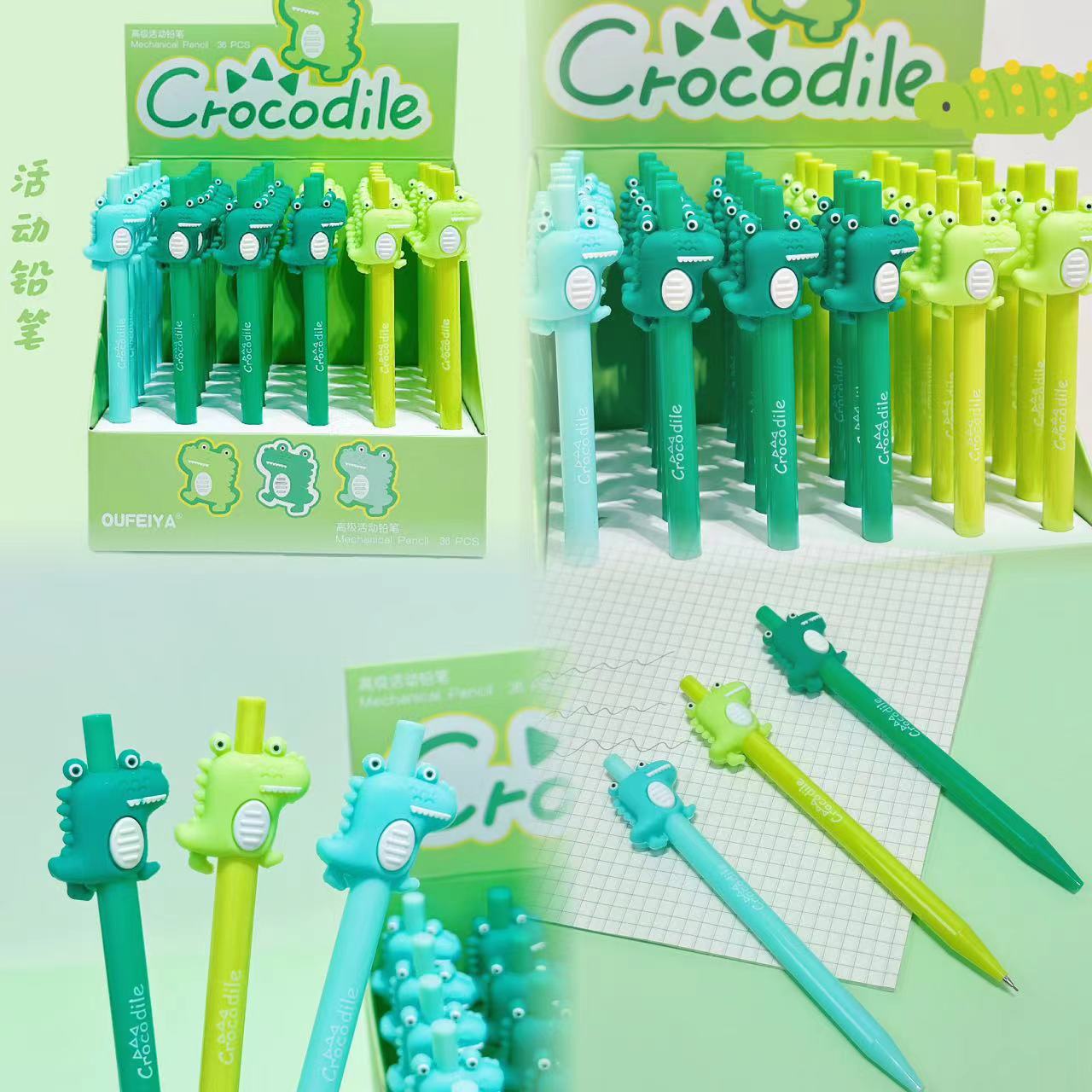 Dibujos animados pequeño dinosaurio lápiz automático ins estilo lápiz móvil de alto aspecto 0,5 forma de silicona lápiz lindo al por mayor