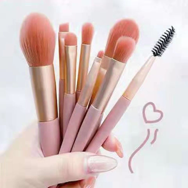 Transfronterizo 8 mini cepillo de maquillaje conjunto de cepillo de sombra de ojos blanqueador de polvo de pintura portátil herramientas de maquillaje de pelo suave