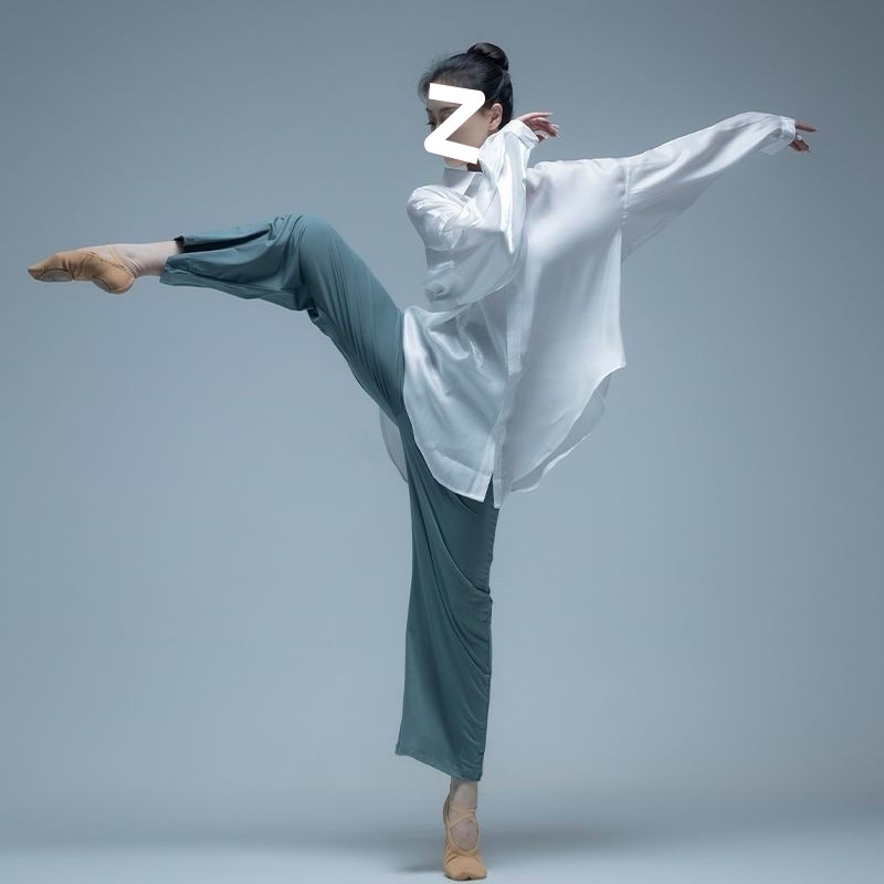 ♔ Chinese Dance Style Classical Dance Clothing Modern Dance Shirt Flowy Top Long-Sleeve Loose Practice Wear for Women