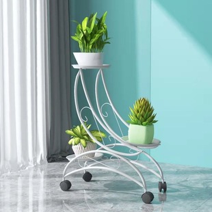 European-Style Thickened Wrought Iron Flower Stand, Multi-Layer Living Room Floor-Standing Balcony Folding Flower Stand, Green Radish Flower Stand