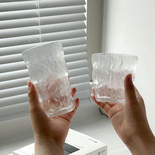 Glacier Pattern Glass Drinking Cup for Home Use, High-Value Department Store Women's Juice Drink Cup, Ins-Style Tea Cup, Wine Glass
