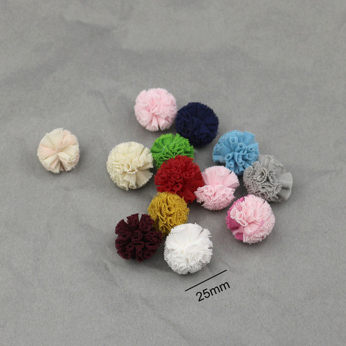 Wholesale 2.5cm Korean version elastic mesh ball DIY handmade lace pom pom children's hair accessories pom pom accessories