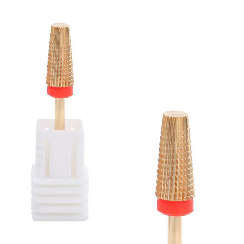 Especial transfronterizo para manicura cabeza de molienda de acero de tungsteno cinco en uno color plateado diente de ranura recta rectificadora eléctrica bidireccional cabeza de molienda de eliminación de uñas