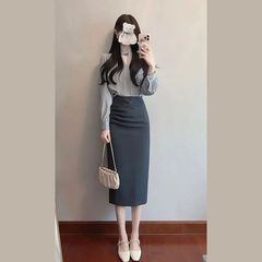 2025春夏新款法式感气质衬衫职业装高腰半身裙温柔炸街两件套