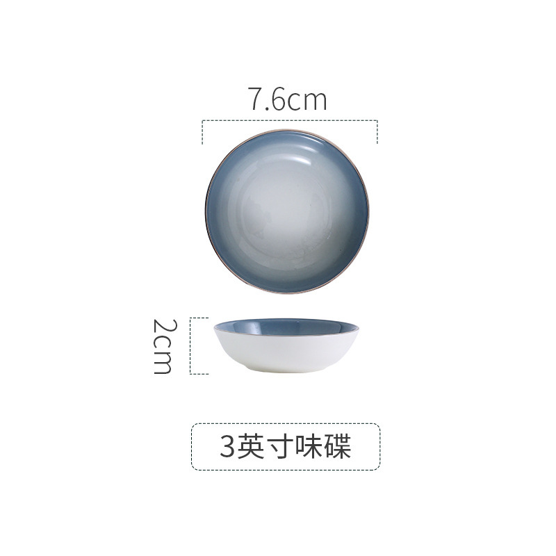 五つ星ホテル専用の高級ボーンチャイナ製色釉食器セット、グラデーショングレーと金縁の精巧な皿、ボウル、カップ|undefined