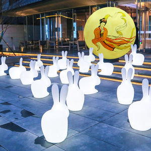 led发光兔子灯 中秋月兔户外广场DIY兔子灯装饰灯星星月亮玉兔凳