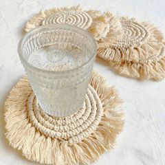 メーカー直供北欧風流蘇純手織り綿縄食マット断熱ボウルマットコーヒーカップマット定染色