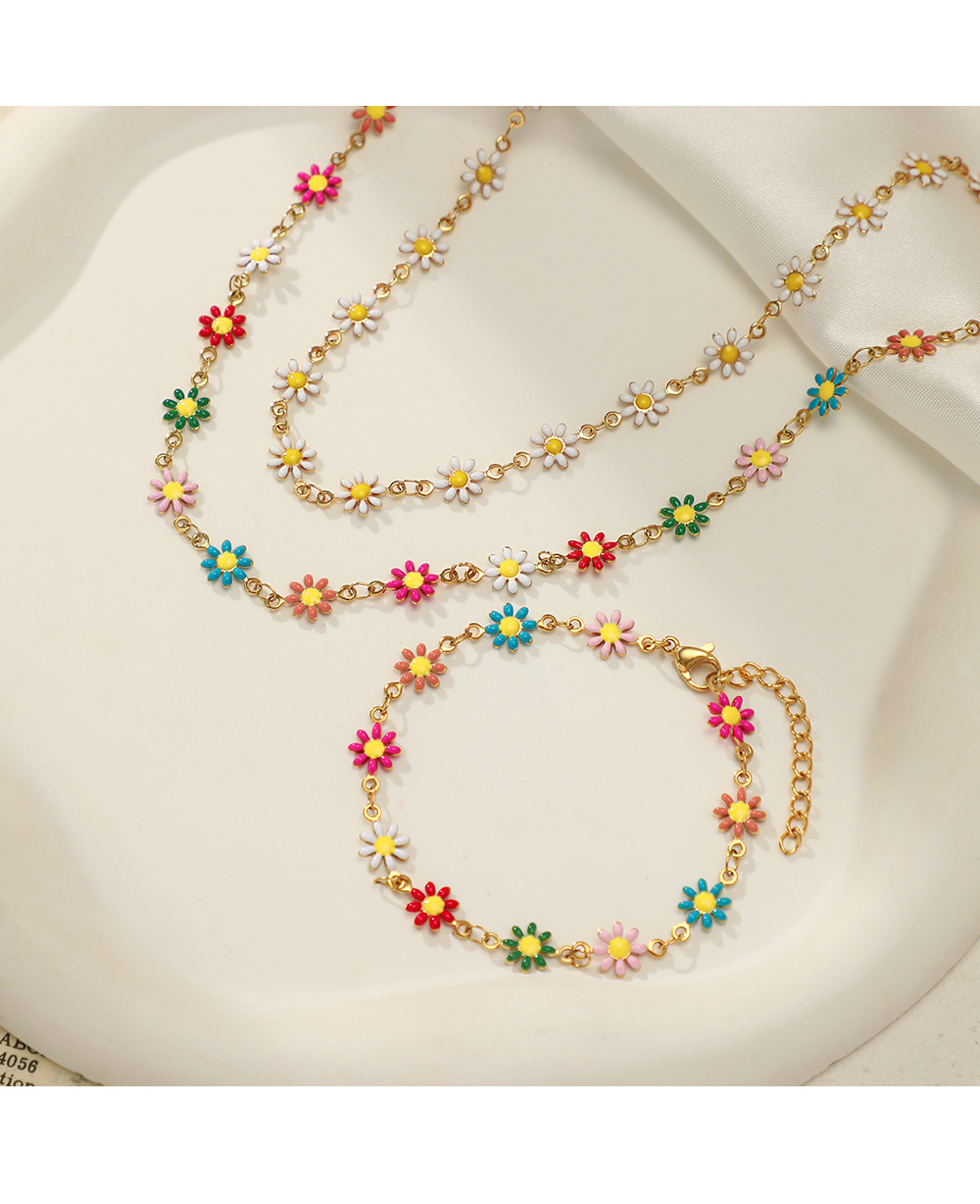 1 Piece Fashion Flower Stainless Steel Titanium Steel Plating Womenu0027S Bracelets Necklace