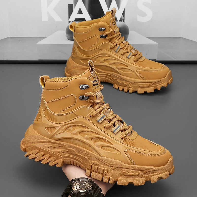 Ботинки (Martens) демисезонные высокие на платформе, кожаный верх, рифлёная подошва