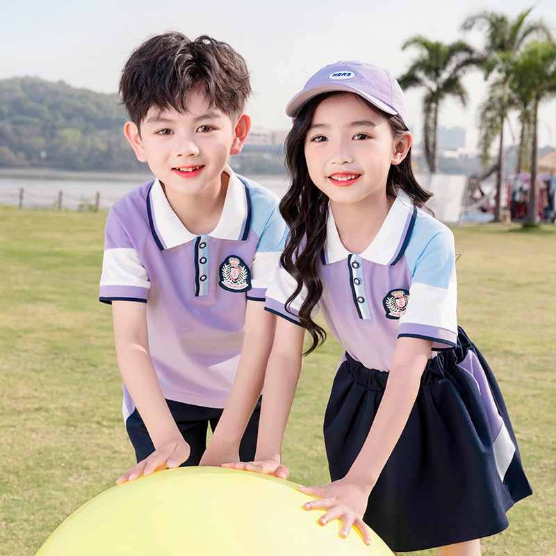 金米兒幼兒園園服夏裝短袖套裝學院風畢業兒童校服夏季小學生班服