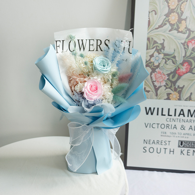 Flor inmortal ramo de flores de rosas de alta calidad día del hombre novia regalos de flores verdaderas flores de flores inmortales fábrica ramo al por mayor