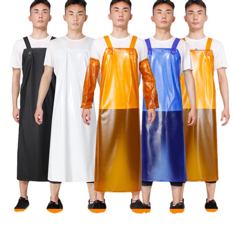 工厂直销一件代发PVC牛筋防水围裙加大加长双肩背带防油耐磨围腰
