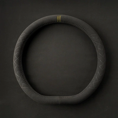 Steering wheel cover, Steering wheel cover suede - grid-d-type-yellow-label-38cm