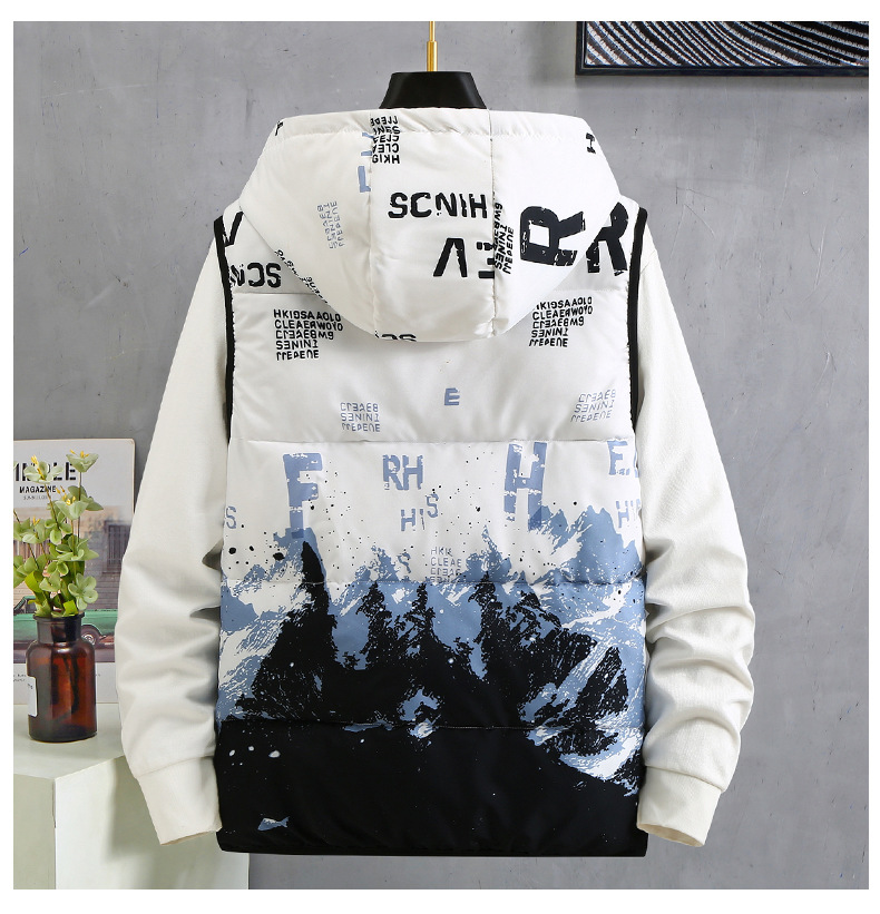 Daunenweste Herbst und Winter Neue Herrenbekleidung Kurzmantel auf beiden Seiten Lose Kapuze Beliebtes Baumwoll-Tanktop_voghion.com