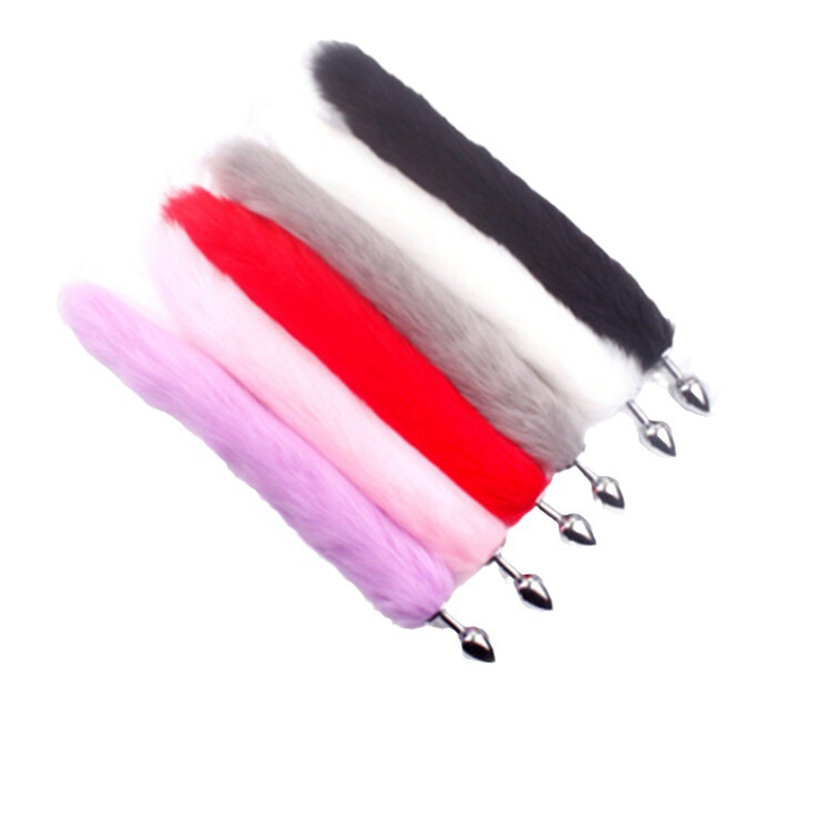 Fox back court metal tail anal plug White Fox anal plug adult fun artificial fur anal plug tail foreign trade