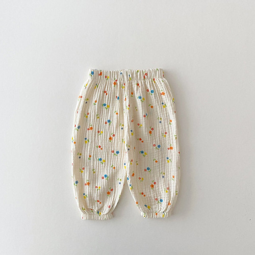  Korean style children's anti-mosquito pants summer new children's casual breathable cotton yarn harem pants baby loose bloomers
