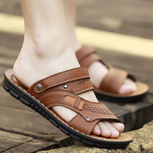Sandals Men's 2025 Summer Soft Sole Breathable Casual Beach Shoes Outdoor Dual-Purpose Middle-Aged and Elderly Sandals