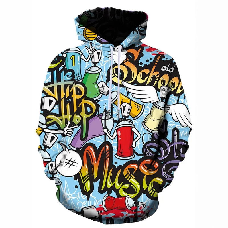 Cross-Border Autumn 3D Digital Print Hoodie Men's Graffiti Series Long-Sleeve Pullover Hoodie Comfortable Foreign Trade Clothing Cross-Border Autumn 3D Digital Print Hoodie Men's Graffiti Series Long-Sleeve Pullover Hoodie Comfortable Foreign Trade Clothing