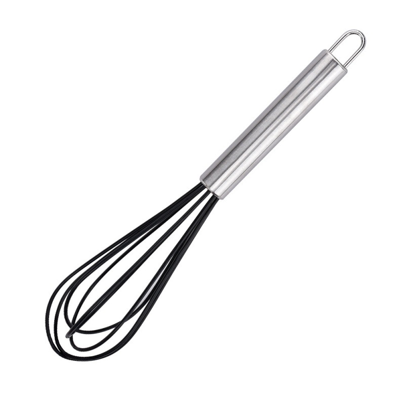 Batidor de huevos de silicona manual de acero inoxidable crema dispensador de mano licuadora mini herramienta de horneado casera colorida image 22