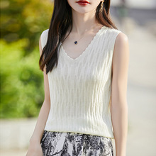 夏季新款女100%天丝V领吊带背心纯色显瘦百搭时尚休闲上衣针织衫