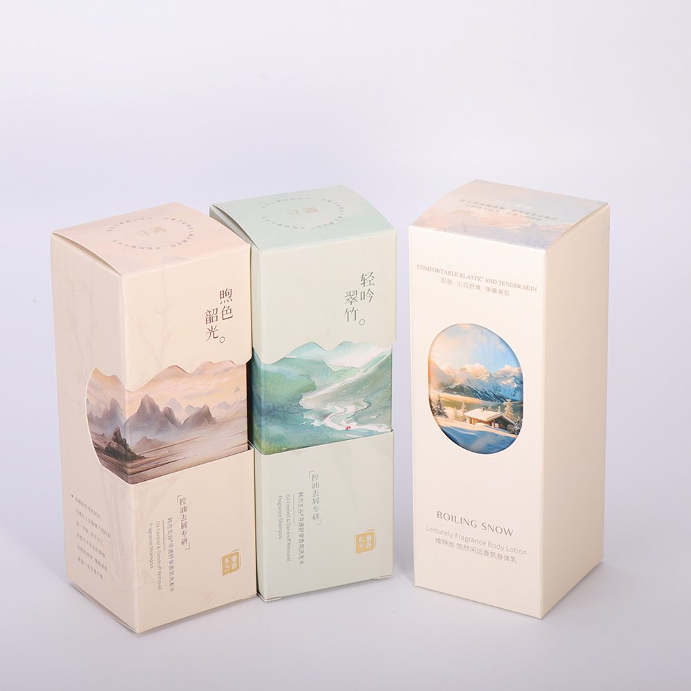 工厂定 制彩色印花箔烫印压纹纸包装盒，带自动锁定底部其他