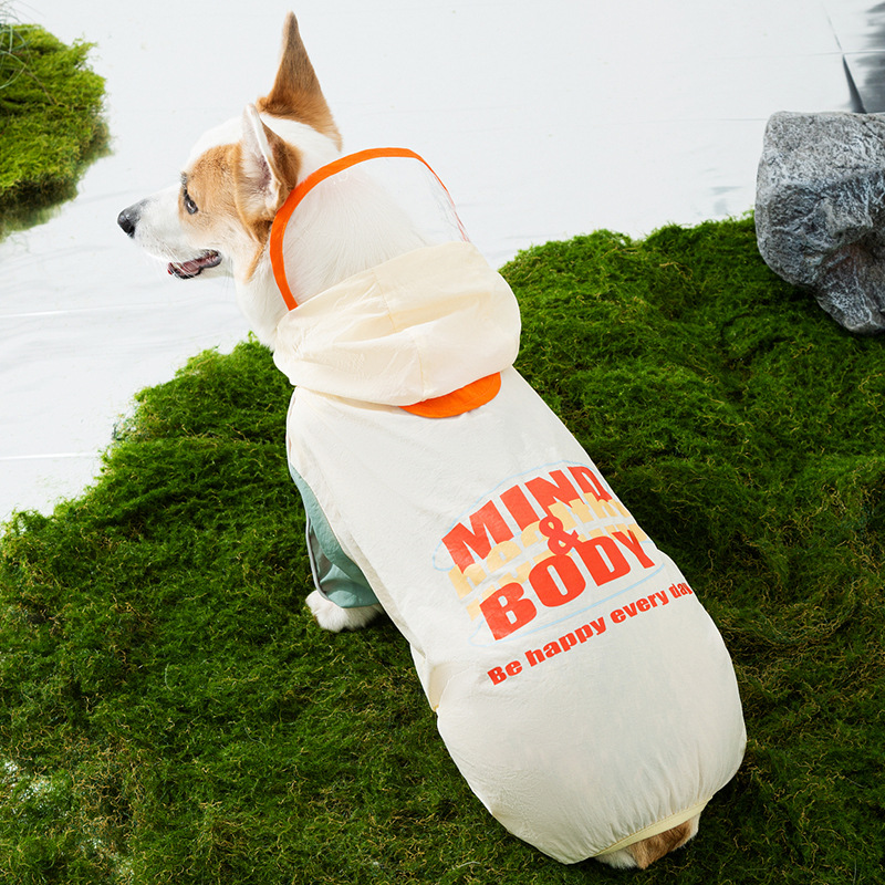 Pequeño pensador corgi chaqueta de lluvia perro pequeño y mediano salchicha perro cuatro patas todo incluido chaqueta de lluvia perro día lluvioso ropa de mascotas