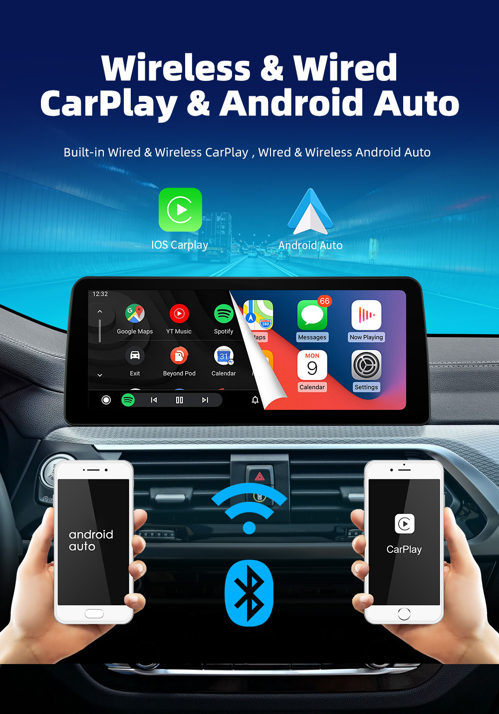 12.3inch Large-Screen Android Smart All-In-One Navigation Unit T133/8581/7862 with Optional 360 Panoramic View, C