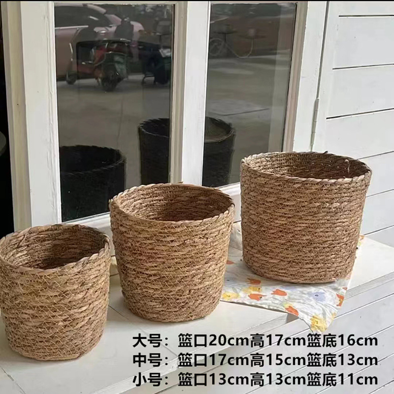 Straw Handmade Flower Basket Hug Bucket Set Basket Desktop Decoration Ornament Rattan Green Plant Storage Basket Bridesmaid Flower Basket Straw Handmade Flower Basket Hug Bucket Set Basket Desktop Decoration Ornament Rattan Green Plant Storage Basket Bridesmaid Flower Basket