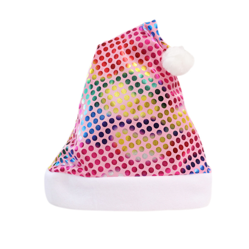 Sombreros de Navidad de impresión transfronteriza, nuevos sombreros de Navidad de impresión de color gradiente, sombreros de perlas para decoración de fiestas