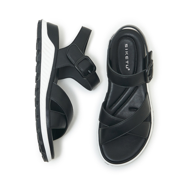 Sandal quai chéo nữ đế dày chống trượt mùa hè — màu nâu, màu đen, màu xám, màu mơ chi tiết 41