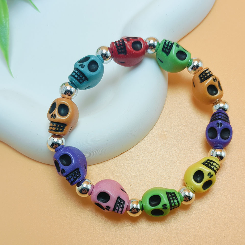 Festival Occasion Funny Skull Resin Beaded Bracelets Halloween Wholesale