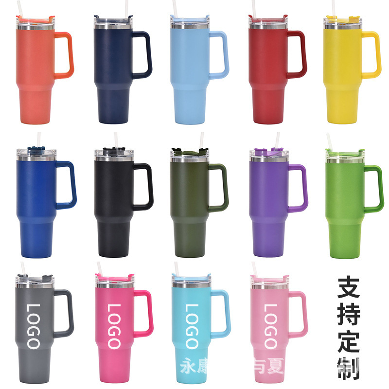 Transfronterizo dedicado 40oz mango taza de coche de acero inoxidable de gran capacidad de aislamiento de vacío taza de paja taza de helado de coche