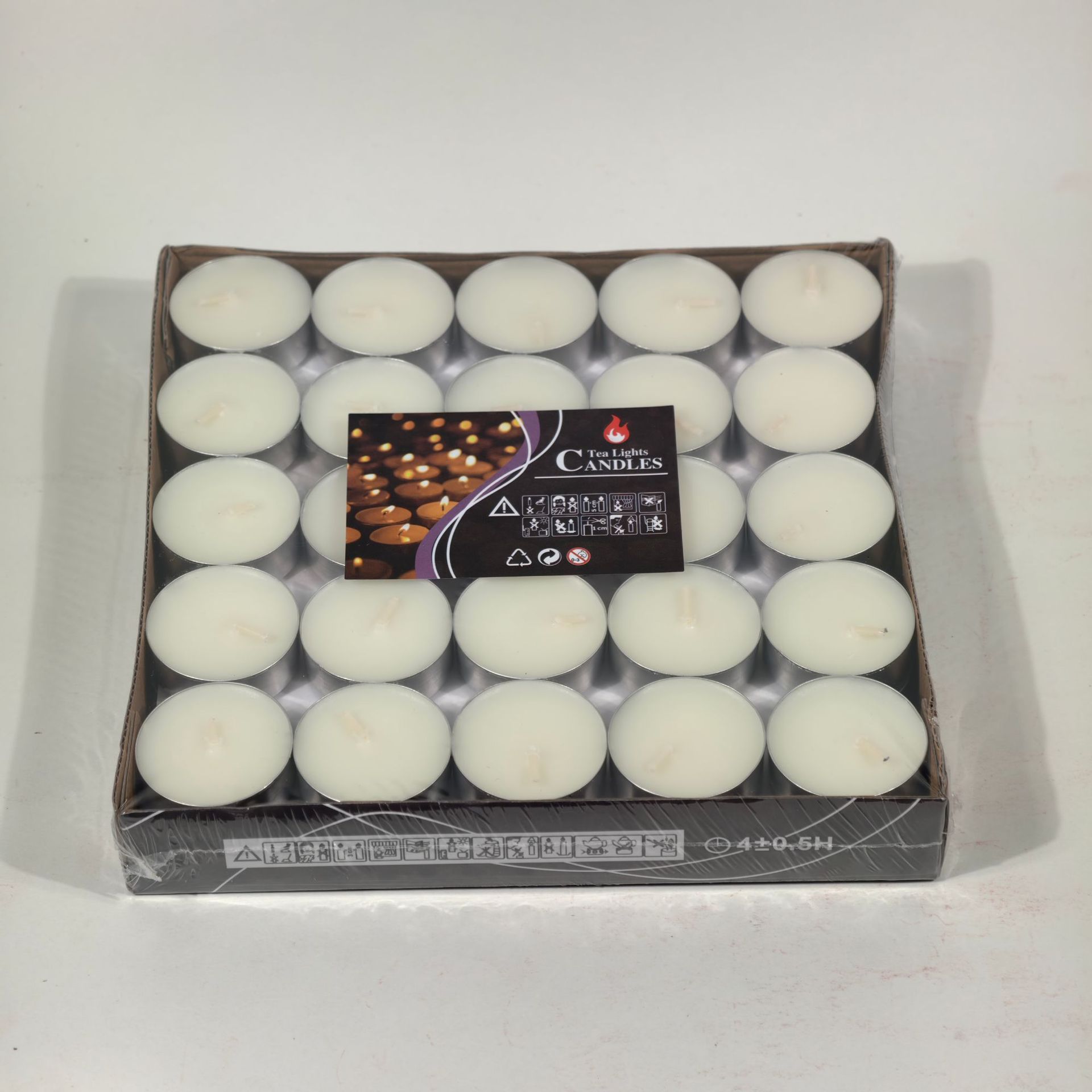 Fábrica al por mayor cáscara de aluminio té redondo cera Día de San Valentín propuesta Mostrar mapa Hotel té cocina fuego libre de humo pintura pequeña vela transfronteriza
