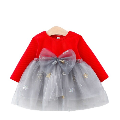 875 children's dress baby skirt small and medium children's clothing long-sleeved mesh splicing princess dress bottoming skirt on behalf of