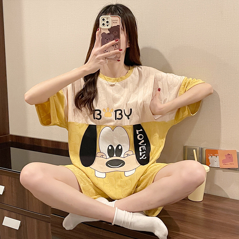 Wholesale Pure Cotton Moon Suit Summer Thin Short Sleeve Nursing Pajamas Pregnant Women's Nursing Clothes Loose Fashion Home Suit