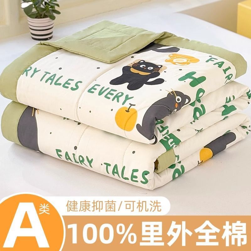 Edredón de verano de algodón puro para dormitorio de estudiantes, cama individual, edredón refrescante de verano para niños, totalmente de algodón, lavable a máquina, edredón de primavera, otoño y verano, cama para niños