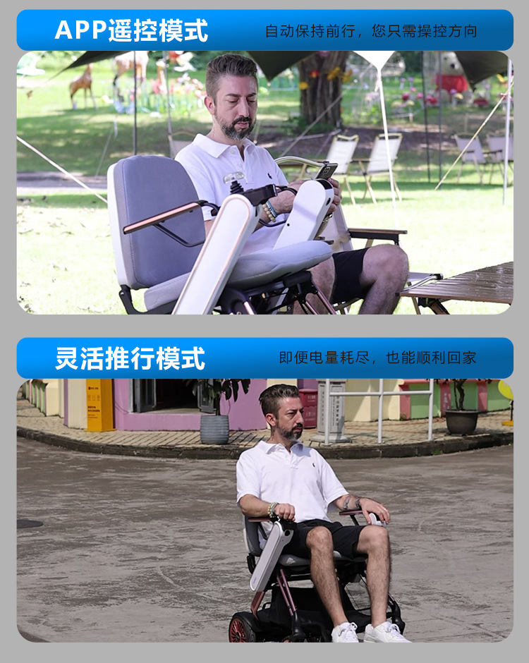 Electric Wheelchair, Electric Foldable Lightweight Intelligent Fully Automatic Mobility Scooter for the Elderly, Four-Wheel Lithium Battery Wheelchair